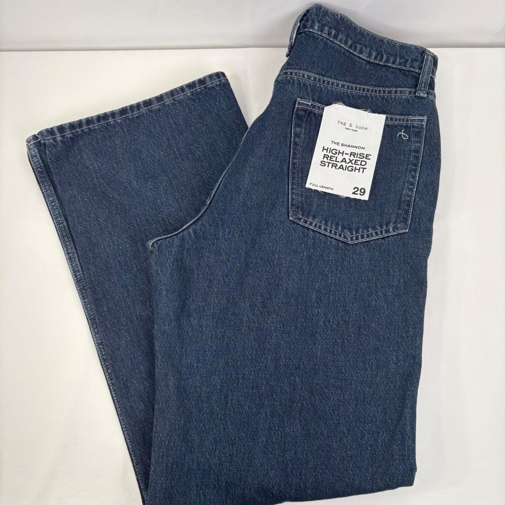 Rag & Bone The Shannon High-Rise Relaxed Straight Jeans Grafton Blue 29 NWT